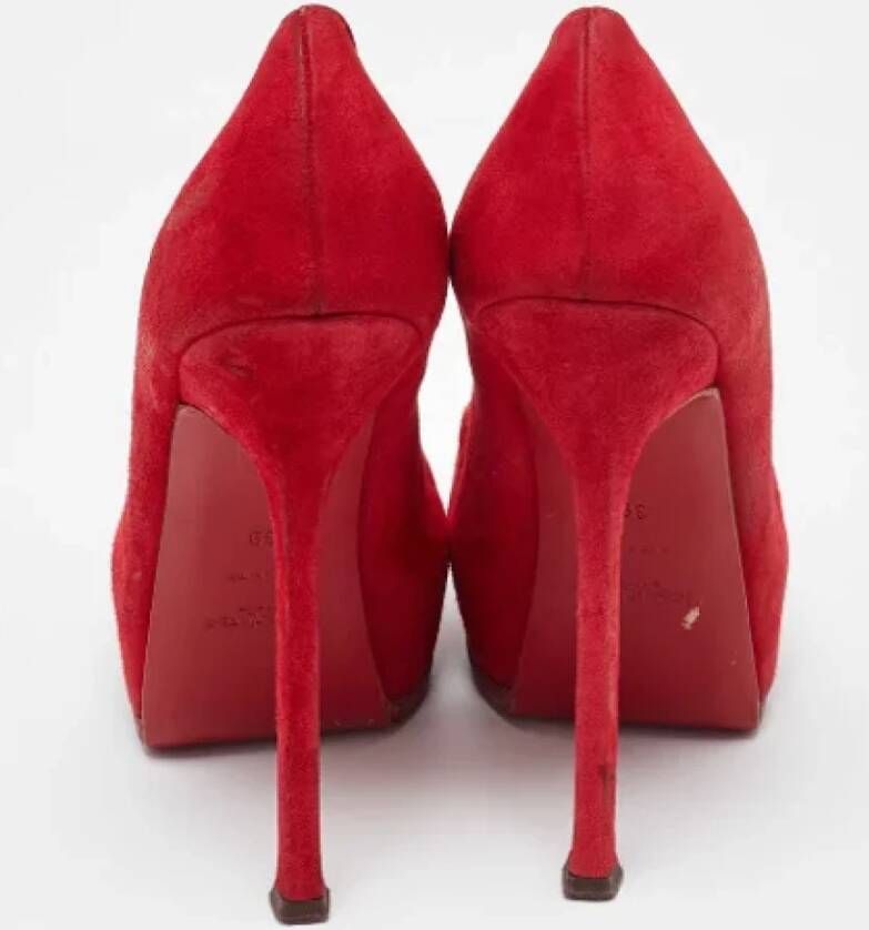 Yves Saint Laurent Vintage Pre-owned Suede heels Red Dames