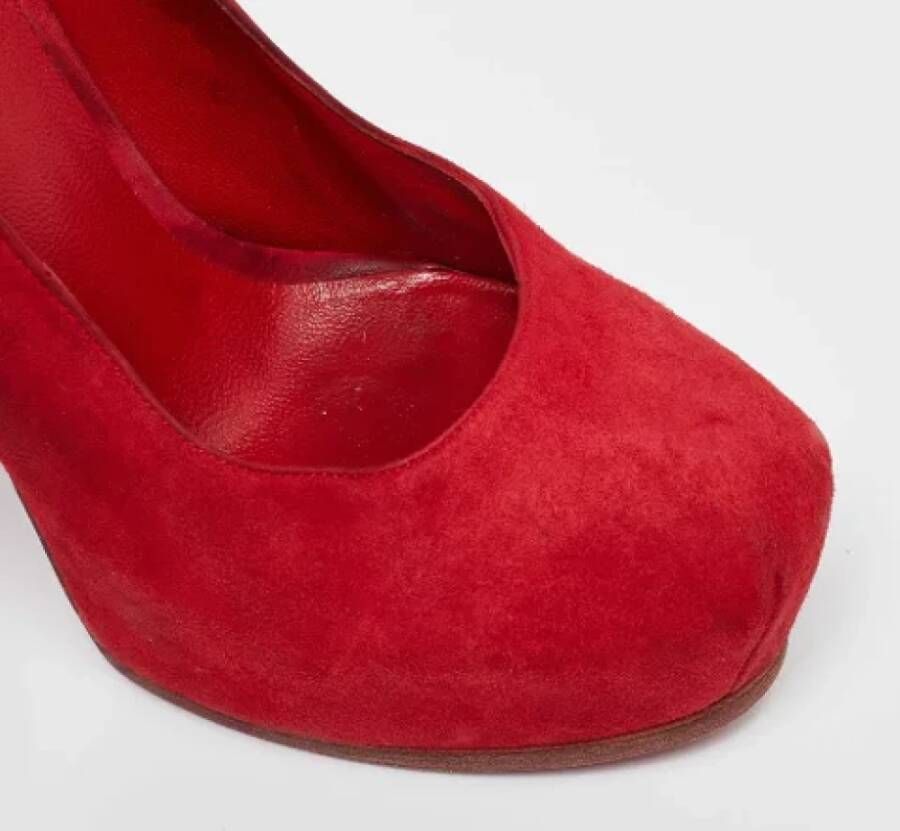 Yves Saint Laurent Vintage Pre-owned Suede heels Red Dames