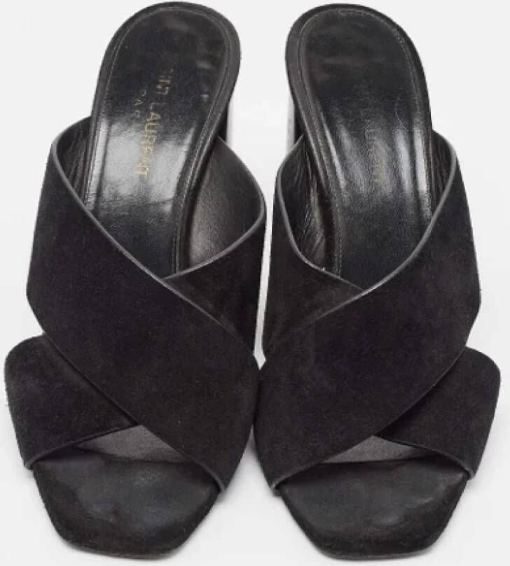 Yves Saint Laurent Vintage Pre-owned Suede sandals Black Dames