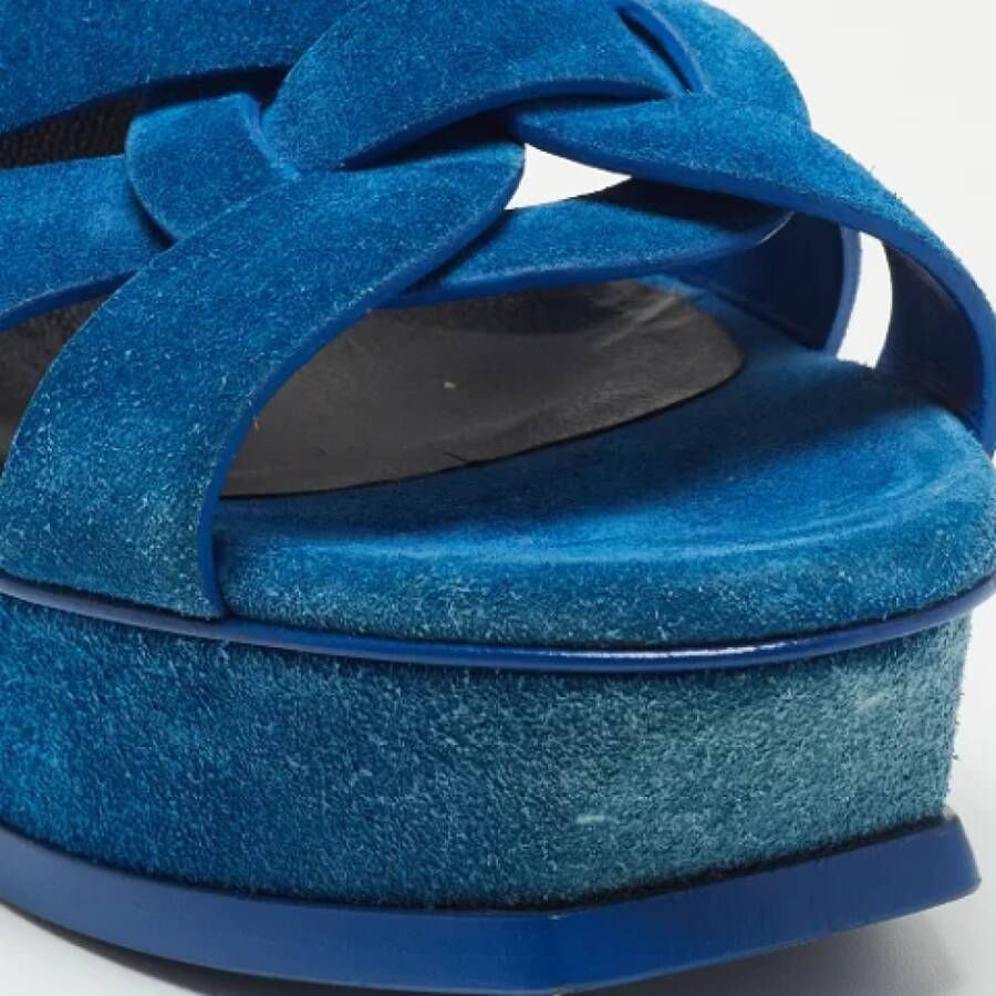 Yves Saint Laurent Vintage Pre-owned Suede sandals Blue Dames