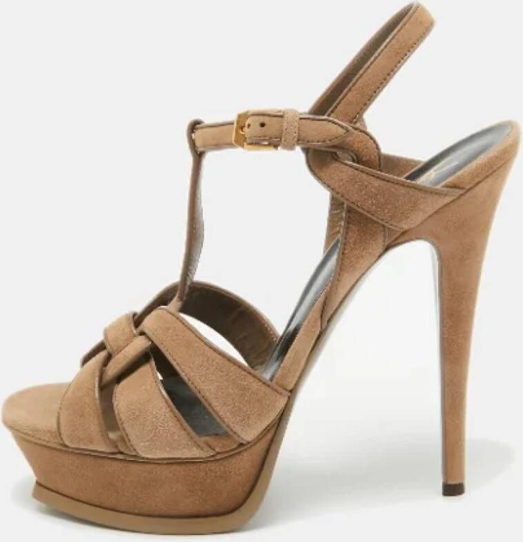 Yves Saint Laurent Vintage Pre-owned Suede sandals Brown Dames