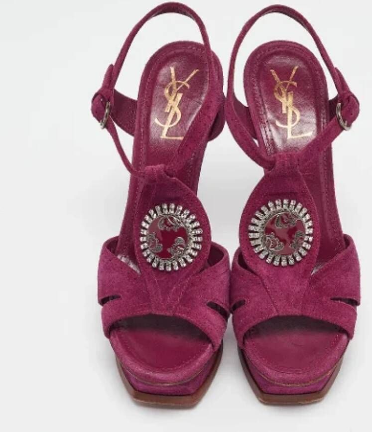 Yves Saint Laurent Vintage Pre-owned Suede sandals Purple Dames