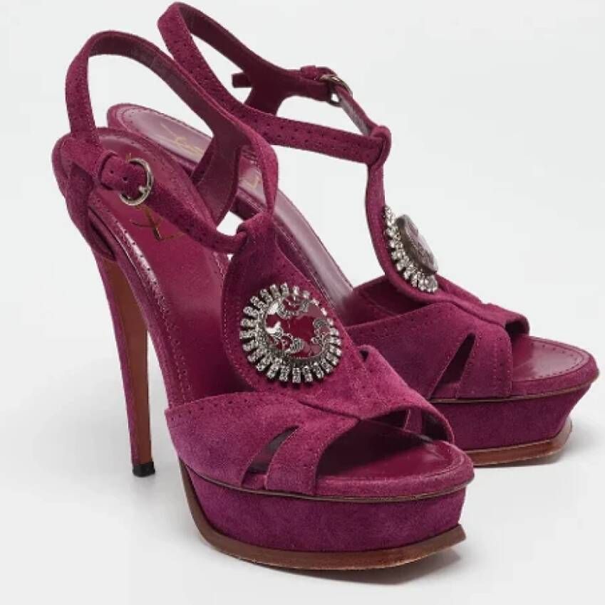 Yves Saint Laurent Vintage Pre-owned Suede sandals Purple Dames