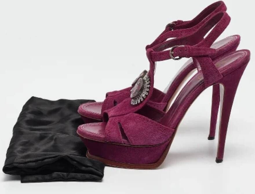 Yves Saint Laurent Vintage Pre-owned Suede sandals Purple Dames