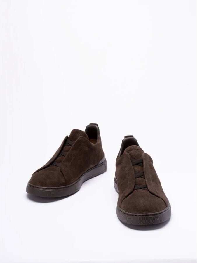 Z Zegna Premium Triple Stitch Low-Top Sneakers Brown Heren