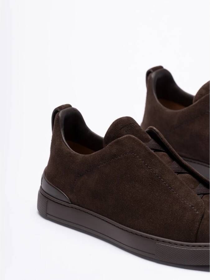 Z Zegna Premium Triple Stitch Low-Top Sneakers Brown Heren