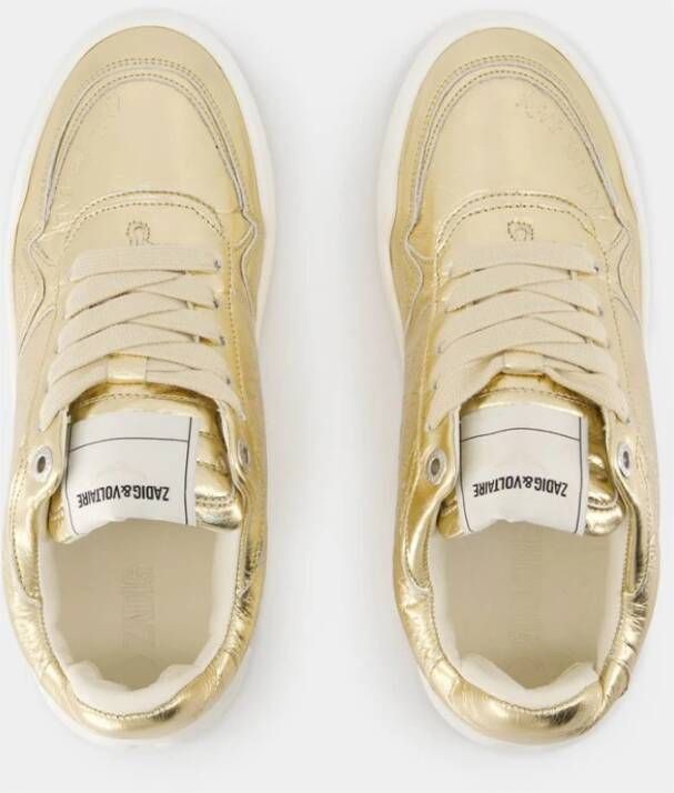 Zadig & Voltaire Gouden Leren Wings Sneakers Yellow Dames