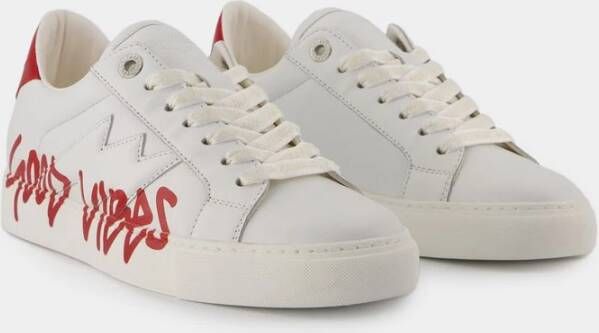 Zadig & Voltaire Witte Leren Sneakers Good Vibes White Dames