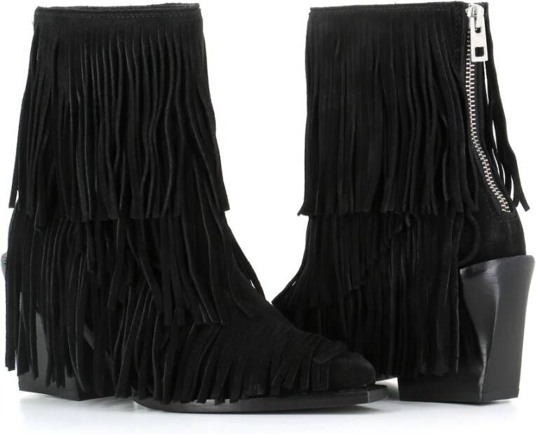 Zadig & Voltaire Zwarte Suède Franje Laarzen Black Dames