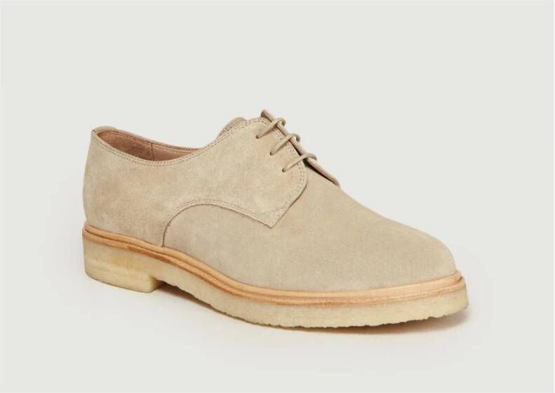 Zespà Taupe Suede Derbies met Crêpe Sole Beige Dames