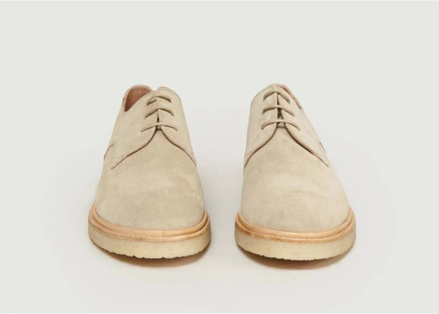 Zespà Taupe Suede Derbies met Crêpe Sole Beige Dames