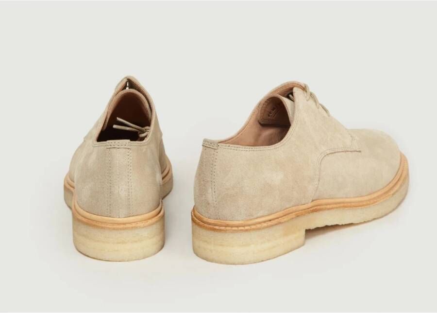 Zespà Taupe Suede Derbies met Crêpe Sole Beige Dames