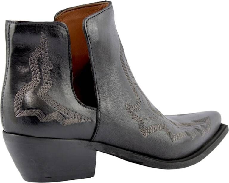 Zoe Zwarte Vitello Texano Laarzen Black Dames