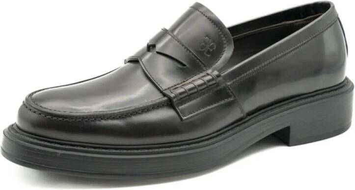 Fabi Bruine Leren Loafers voor Mannen Black Heren