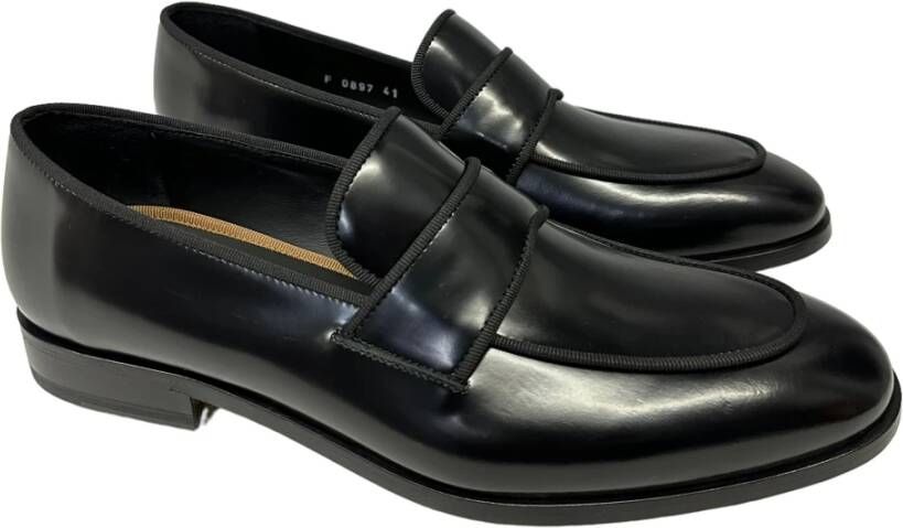 Fabi Formele leren loafers in zwart Black Heren