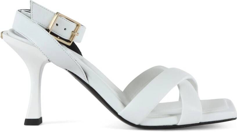 Fabi Leren Sandalen met Logo Plaque White Dames