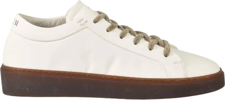 Fabi Leren Sneakers met Rubberen Zool White Heren