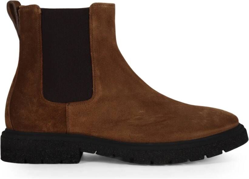 Fabi Suede Chelsea Boot met Ritssluiting Brown Heren