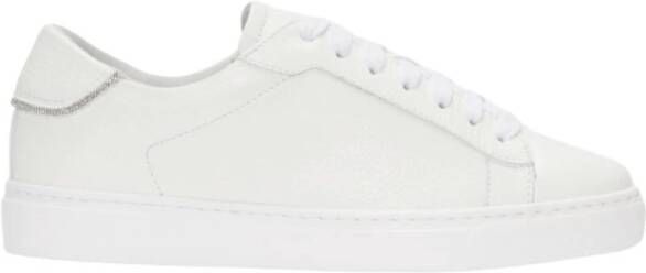 Fabiana Filippi Witte Leren Sneakers met Briljant Detail White Dames