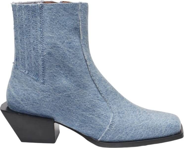 Fabienne Chapot Denim Chunky Heel Enkellaarzen Blue Dames