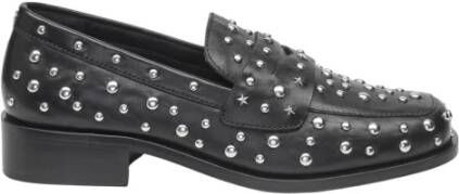 Fabienne Chapot Zwarte leren loafers met zilveren studs Black Dames