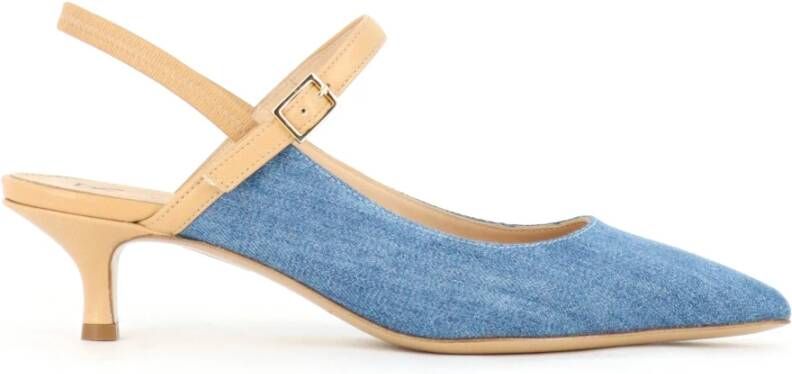 Fabio Rusconi Denim Puntige Neus Kitten Hak Schoen Blue Dames