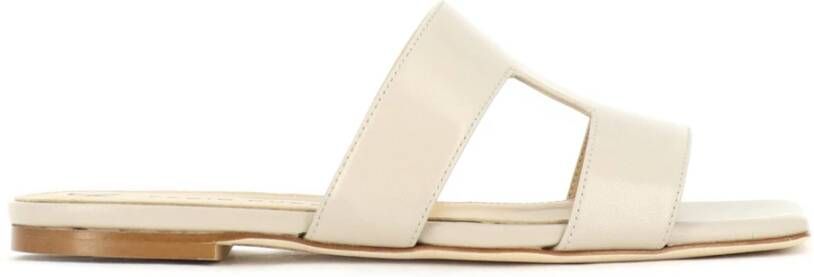 Fabio Rusconi Luxe Leren Sandaal Slides Beige Dames