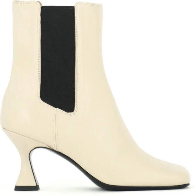 Fabio Rusconi Vierkante Neus Lamsvacht Bootie Beige Dames