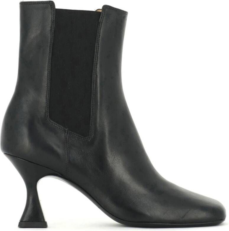 Fabio Rusconi Zwarte Vierkante Neus Bootie Comfortabel Retro Ontwerp Black Dames