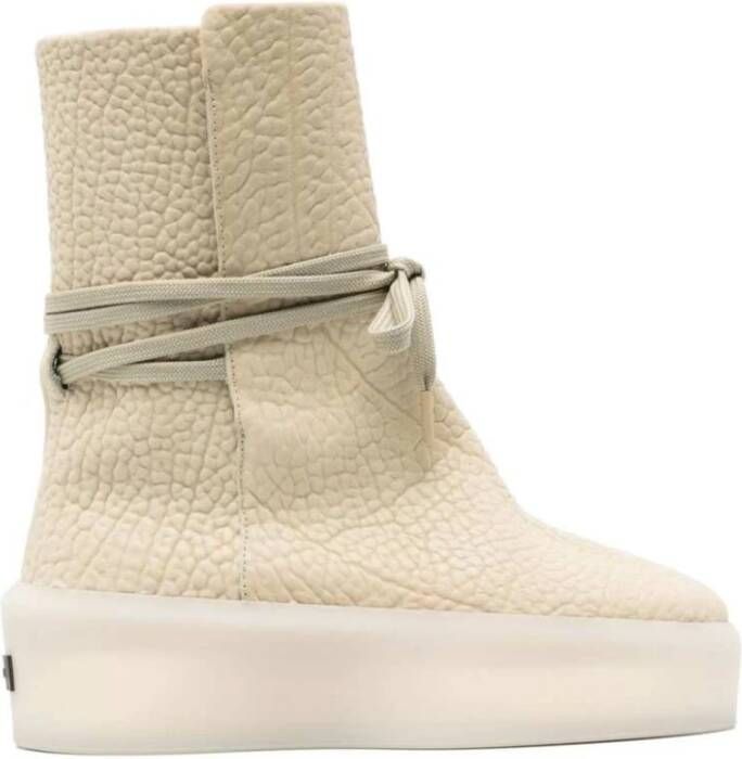 Fear Of God Witte Leren Veterschoenen Beige Dames