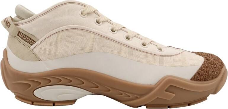 Fendi Beige Canvas Veterschoenen Beige Heren