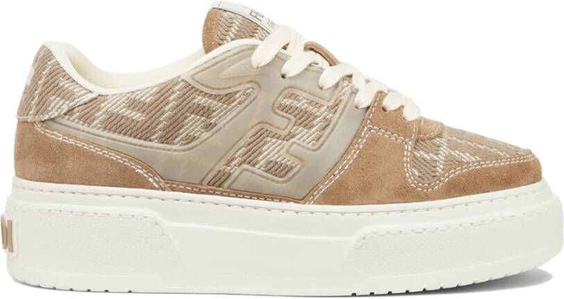 Fendi Beige Sneakers met FF Jacquard Details Multicolor Dames