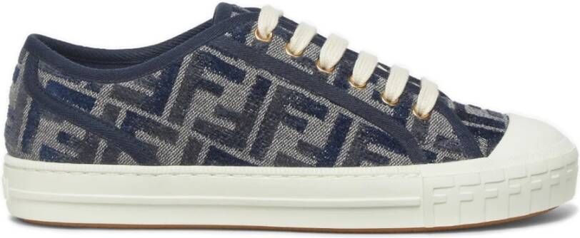 Fendi Blauwe Denim Sneakers FF Jacquard Blue Dames