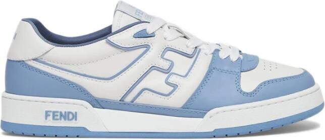 Fendi Blauwe Leren Sneakers met Witte Details Blue Heren