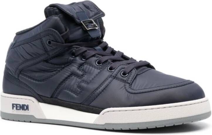 Fendi Blauwe Nylon Hitop Sneakers Blue Heren