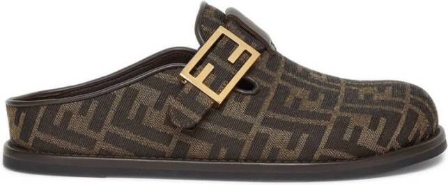 Fendi Bruin Leren FF Band Sandalen Brown Dames