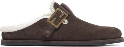 Fendi Bruin Suède Feel Mules Sandalen Brown Dames