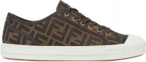 Fendi Bruine Domino Jacquard Sneakers Bruin Dames