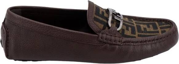 Fendi Bruine Leren Sneakers met Metalen Gesp Brown Heren