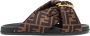 Fendi Bruine Satijnen Sandalen met FF Motief Brown Dames - Thumbnail 1