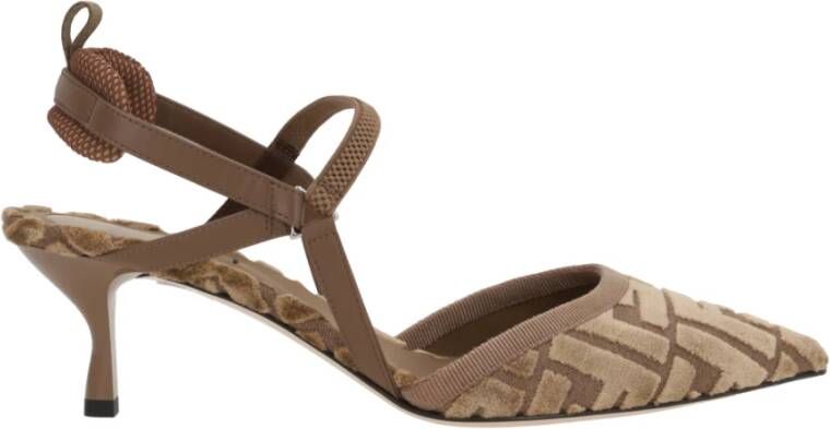 Fendi Jacquard Slingback Hakken Brown Dames