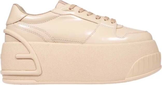 Fendi Lage leren sneakers Beige Dames