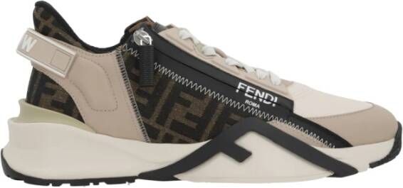 Fendi Lage leren sneakers in wit beige Multicolor Heren