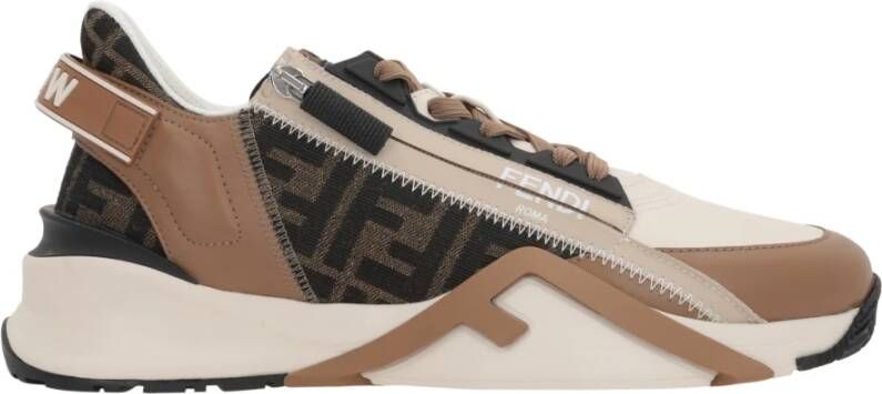 Fendi Lage Sneakers in Ivoor en Bruin Multicolor Heren