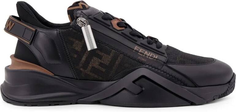 Fendi Leren Jacquard Sneakers met FF Detail Black Heren