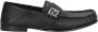 Fendi Zwarte Leren Loafers Stijlvolle Vierkante Neus Black Heren - Thumbnail 4