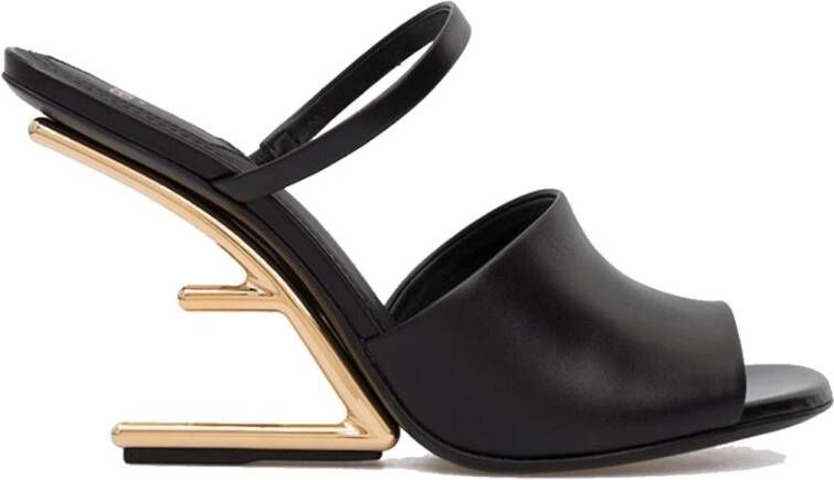 Fendi Zwarte Slip-On Leren Muiltjes Black Dames