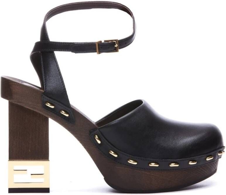 Fendi Leren pumps met decoratieve hak Black Dames