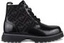 Fendi Luxe Leren Lace-Up Biker Boots Zwart Heren - Thumbnail 1