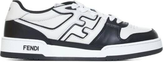 Fendi Match Leren Sneakers in Wit Zwart Multicolor Heren